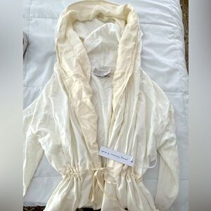 Young Fabulous And Broke white Hooded Drawstring Open Front Jacket Cardigan sz M